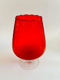 Red Brandy Balloon Style Vase with Short Clear Stem