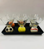 Set of 6 sports code martini glasses