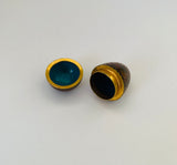 Small cloisonné egg on wooden stand