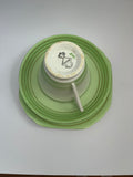 Diamond 1930 Art Deco Green Cup and Saucer