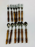 Set 12 wooden bamboo style dessert set