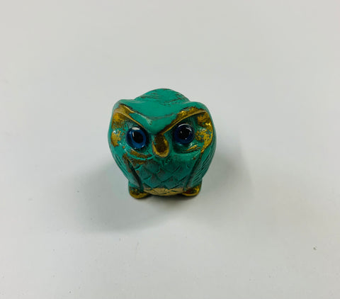 Small solid brass painted owl