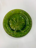 Antique green majolica leaf plate