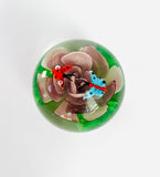 Clear Paperweight with a Purple Rose on the Base and Two Butterfly’s