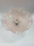 Pink depression glass cake stand