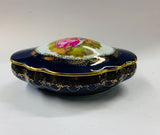 Limoges French cobalt blue jewellery box