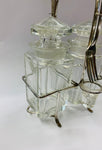 Antique glass and silver plated olive jar set