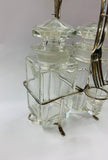 Antique glass and silver plated olive jar set