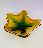 Yellow and Green Art Glass Bowl