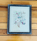 Framed Embroidery of a Winter Bouquet