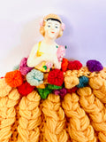 Porcelain Half Lady Tea Cosy with Yellow Skirt
