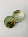 Silver plated pill box with camel scene on the lid