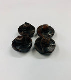 Set 4 antique leather knot buttons