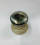 Sterling silver topped dressing table pot