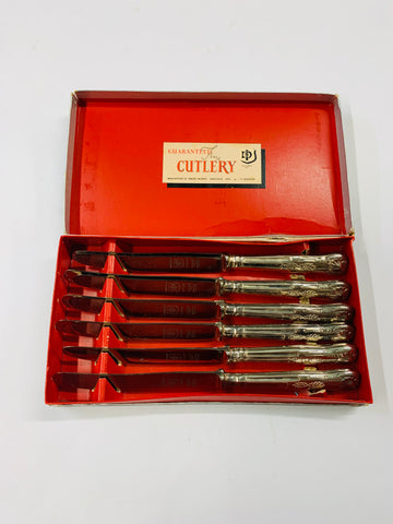 Set of 6 Kings pattern silver plated lunch knives