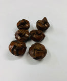 Set 6 antique leather knot buttons
