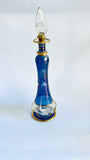 Blue Glass Perfume Bottle with Gold Trim