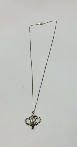 Art Nouveau sterling silver pendant on silver necklace