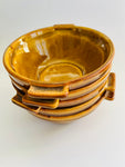 Crown Lynn Retro Brown Breakfast Bowls with Small Handles set 5