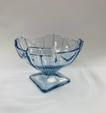 Set 8 Art Deco blue glass dessert bowls