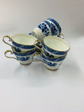 6 Aynsley blue and white floral cups and saucers