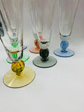 Set of 6 multi coloured tall cocktail glasses