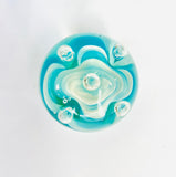 Paperweight with Milky White and Blue Swirls