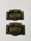Pair of antique Art Nouveau copper drawer handles