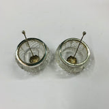 Sterling silver salt pots and silver shell salt spoons