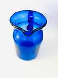 Heavy Blue Glass Jug with Bubbles