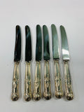 Set of 6 Kings pattern silver plated lunch knives