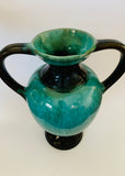 Tall double handle blue mountain pottery vase