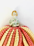 Porcelain Half Lady Tea Cosy in a Pink and White Skirt