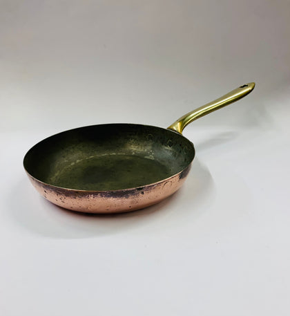 Antique Italian copper and brass frying pan