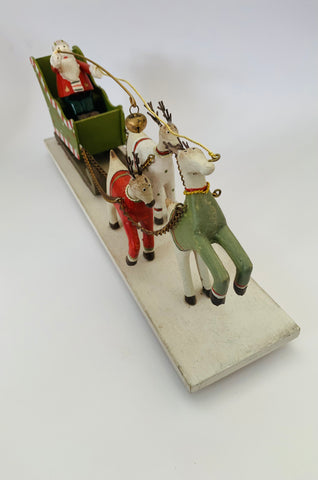 Vintage wooden Santa and his Reindeer