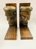 Pair of hard wood men’s head bookends