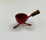 Midcentury red teak handle egg cup