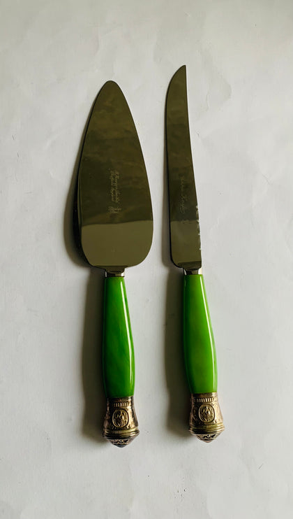 Pair of elegant cake slice and knife Sheffield England