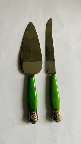 Pair of elegant cake slice and knife Sheffield England