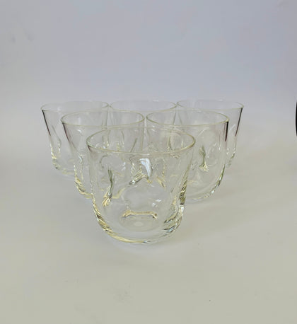 Set of 6 pinched glass whisky tumblers