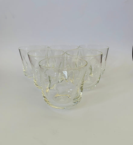 Set of 6 pinched glass whisky tumblers
