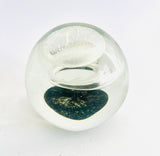 Large Paperweight with Three Large Bubbles Black, Metallic and Clear