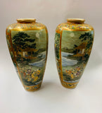 Pair or exquisite Satsuma Meiji period Hakudo vases