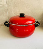 Large vintage enamel lidded cooking pot