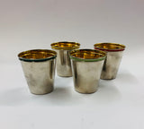Set of 4 retro Midcentury metal tumblers in a leather case