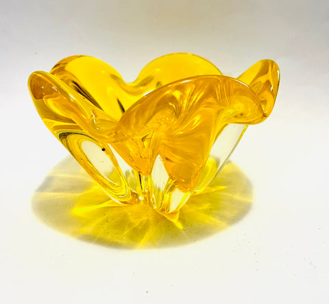 Yellow Midcentury Art Glass Small Bowl