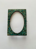 Antique Brass and Turquoise mosaic frame circa 1900