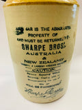 Sharpe Bros Australia and New Zealand Stoneware crock