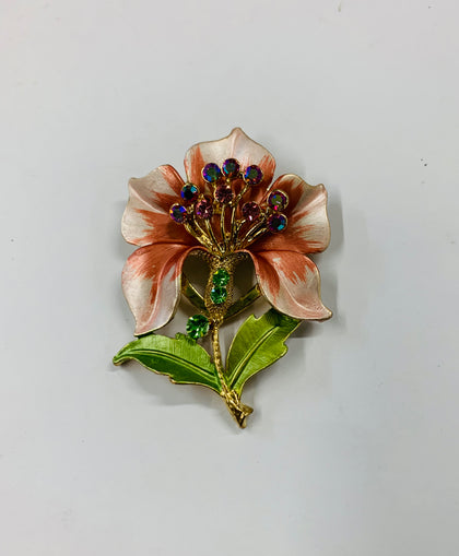 Vintage enamel floral scarf clip