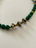 Malachite and enamel bead vintage necklace